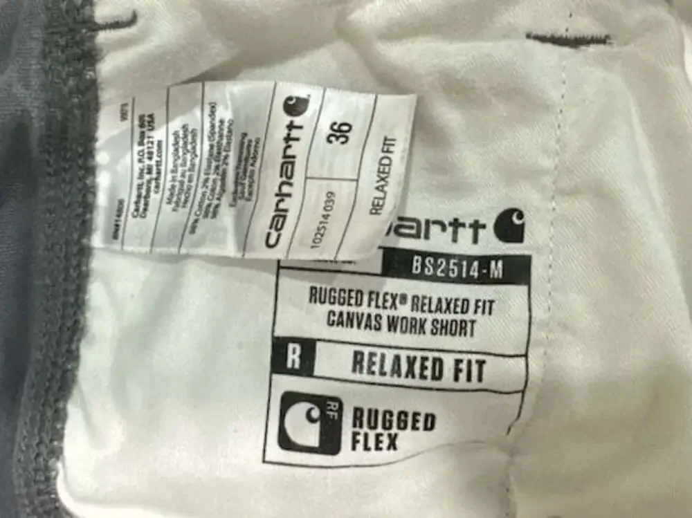 Carhartt Rugged Flex Relaxed Fit Canvas Work Short Gray Size 36